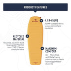 Sea to Summit Pursuit Plus Extra-Thick Self-Inflating Sleeping Mat for Camping and Backpacking, Tapered - Large (78 x 25 x 3 inches)