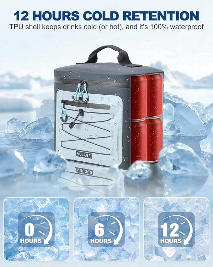 Cooler Bag, 7/16/30 Can Soft Sided Small Portable Insulated Cooling Pack, Everyday Lunch Cooler, Leakproof Ice Chest for Beach, Camping, Travel, Picnic
