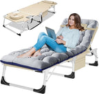 LILYPELLE 3in1 Sun Tanning Chair with Mattress, Heavy Duty Lounger Chairs with Face Arm Hole, Removable Pillow, Outside Chaise Lounge Chair for Sunbathing, Patio, Poolside, Lawn, Beach