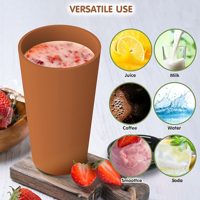 4 Pack Plastic Travel Coffee Mug Set, 20 oz Spill Proof Drinking Cups with Lids, Pobtable to Go Camping Coffee Tumbler Reusable Coffee Mugs with Lids, Dishwasher & Microwave Safe