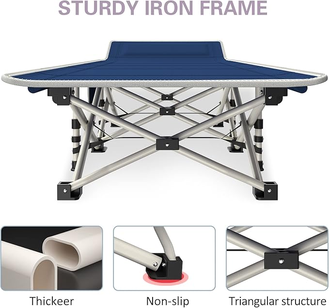 2 Pack Camping Cot with Mattress Comfortable Cots for Sleeping with Carry Bag Camping Bed Heavy Duty Folding Cot for Adults Kids Guest Bed Home Outdoor Indoor
