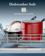 Cook N Home Nonstick Stockpot with Lid 8-Quarts, Professional Cooking Soup Pot, Canning Cookware, Marble Red
