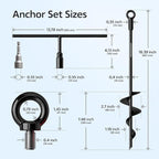 Ground Anchor Heavy Duty 18 inch - Earth Anchor Screw in Kit 4 Pack - Tie Down Swing Set Anchors - Auger Spiral Trampoline Stakes High Wind - Camping Carport Canopy Tent Stakes for Tree Shed Dog Sand