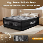 Air Mattress Full with Built in Pump,18’’Raised Blow Up Mattress,Self Inflatable Mattress in 3 Mins,Portable Air Bed for Home,Floor&Travel,Full Size Air Mattress for Adults 660LB Max,Black