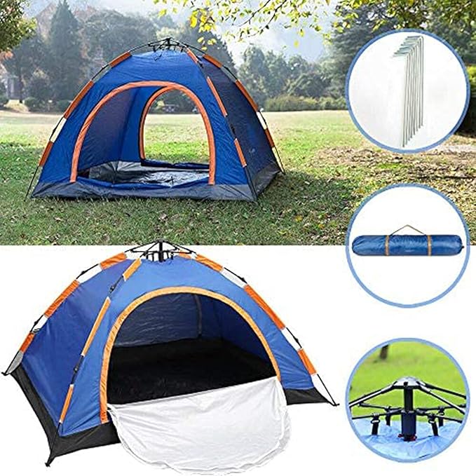 2 Person Tents for Camping Automatic Pop Up Camping Tent Lightweight Waterproof Windproof Dome Tents for Kids & Adults Great for Camping Backpacking and Hiking Ou Blue (Color : Orange)