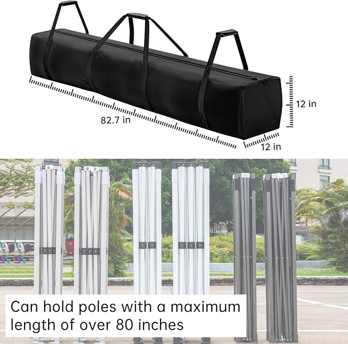 Large Tent Storage Bag - 83" L x 12" W - 600D High-Density Fabri Tent Poles Bag, Suitable for Various Heavy Duty Party Tent Canopy Models, Ripstop with Reinforced Handles and Dual Zipper