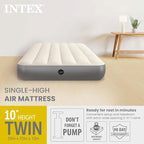 Intex 64101E Dura-Beam Standard Single-High Air Mattress: Fiber-Tech – Twin Size – 10in Bed Height – 300lb Weight Capacity – Pump Sold Separately