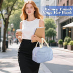 Lunch Bag For Women, Cooler Insulated Lunch Box For Travel Work Picnic College School Adult Large Capacity Lunch Bags, Blue Stripe