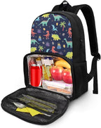 All In One Backpack Meal Bag Sturdy Insulated Cooler Backpack Lunch Box Tote Food Bag for College Beach Camping Picnics Primary Middle High Student Dayback, Dinosaur Tree
