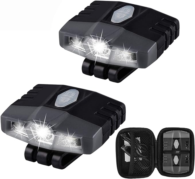 LHOTSE Ultra Bright Mini Hands Free Cree LED Clip on Cap Light - Rechargeable Waterproof Hat Light Flashlight Portable Headlamp for Fishing Camping Hand Work Baseball Caps