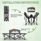 Slendor Toddle Cot, Toddler Portable Bed w/Cartoon Handrail, Blanket (5ft x 4ft), Folding Toddler Cots for Camping, Travel Bed, Extra Long Cot Length 56", Support 330 Lbs, Gray