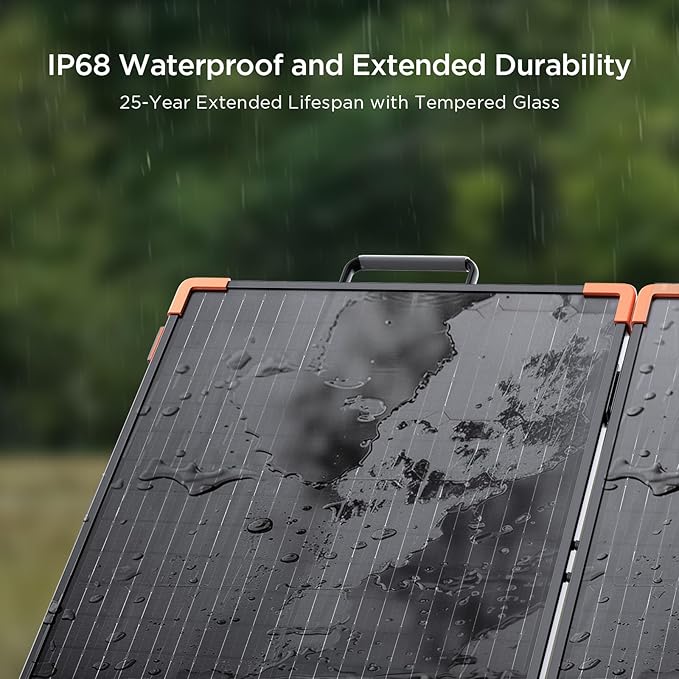 100W Portable Solar Panel, Foldable Tempered Glass Solar Panel Kit with 20A PWM Controller for 12V Battery&Power Station, IP68 Waterproof 23.5% Efficiency for RV, Camping & Off-Grid