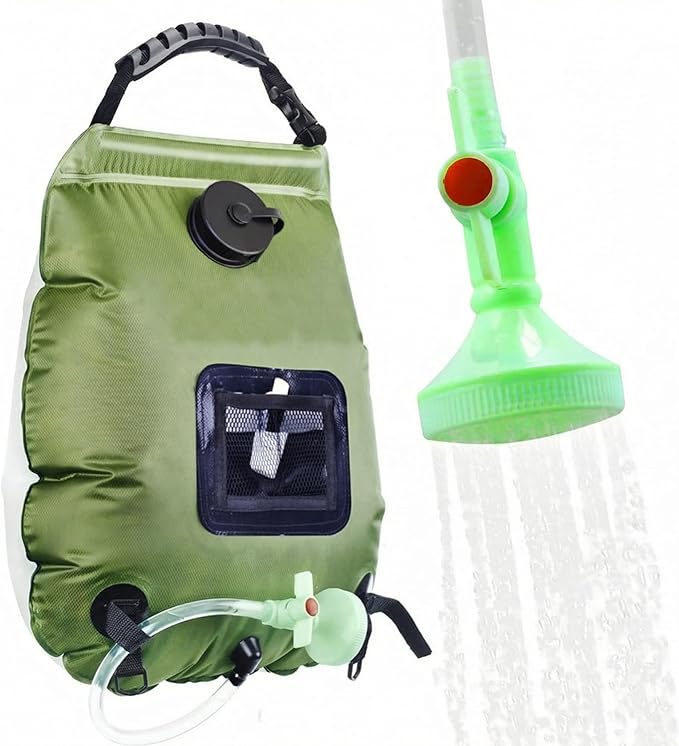 5-Gallon Solar Shower Bag with Real-Time Temp Display - Fast Heating in 20 Mins - Lightweight 0.99lbs Portable Camp Shower for Short Trips & Emergency Backup