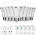 10 Pack Rechargeable Emergency Light Bulbs,Battery Operated Backup Light Bulb for Power Outage Camping Outdoor Hurricane 9W E27 8500K 1200mAh White Self-Charging LED Light Bulbs