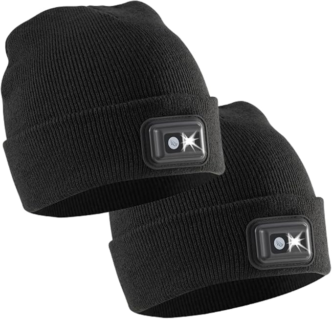 POWERCAP LED Hat Light 150 Lumens Rechargeable Fleece Beanie with Bright Built-in Headlamp Waterproof LED Warm One Size Cap