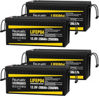12V 200Ah Lithium LiFePO4 Battery, Built-in 200A BMS, 2560Wh Energy Storage, Iron Phosphate 8000-15000 Deep Cycles Battery for Solar, Trolling Motor, RV （4PC