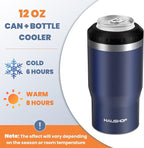 HAUSHOF 12 oz Can Cooler, 4 in 1 Insulated Stainless Steel Can Insulator, Fits for 12 oz Standard Can|12 oz Slim Can|12 oz Beer Bottle, Perfect for Camping, Beach, Picnic