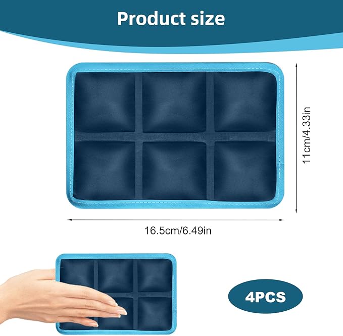 4PCS Reusable Ice Packs for Lunch Boxes and Cooler Bags, Long Lasting Flexible Cold Packs, Lightweight Slim Freezer Ice Bag for Picnic School Sports Camping Food Shipping, Mailing Cooling Pack, Navy