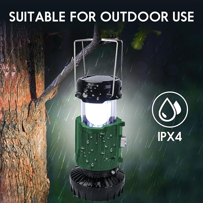 2025 Solar Camping Lantern with Fan,Rechargeable Camping Fans Charging for Phone, Battery Operated Light for Hurricane Power Outage Tent Emergency Camping Gear Must Haves, Christmas gifts for Mens Dad