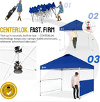 CROWN SHADES 10x10 Pop up Canopy Tent Instant Canopy with 150D Silver Coated Fabric Including 2 Half Sidewalls, 4 Ropes, 8 Stakes, 4 Weight Bags, STO 'N Go Bag, Navy Blue