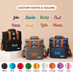 ‌Personalized Insulated Lunch Box for Men & Women - Reusable Leakproof Cooler Bag with Custom Embroidery Name, Expandable Compartment, Adjustable Strap for Work, Picnic, Camping (Gray)