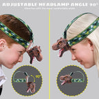 Dysaim Kids Headlamp, Dinosaur LED Rechargeable Headlamp for Kids Flashlight Outdoor Camping Essentials Gear, Dinosaur Toys Headlight for Boys Girls/Adults, Ideal Gift Toys for Birthday Rave Party