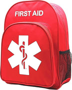 Red Emergency Bag First Aid Backpack Empty Medical Treatment First Responder Trauma Bags for Hiking Outdoors Travel Camping Pet Dog Cat Daycare (Red White)