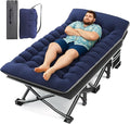 HABUTWAY Camping Cot with Mattress, 32" Extra Wide Camping Cots for Adults, Sleeping Cot for Adults Holds Up to 600LBS, Cots for Sleeping, Camp, Rv, Beach, Patio, Office Naps(Blue)