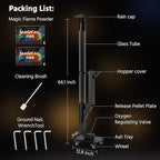 yoyomax Pellet Patio Heater, Outdoor Wood Pellet Fire Pit, Portable Rocket Stove with Ash Tray and Rain Cap for Backyard Camping Garden Balcony, PH08PRO
