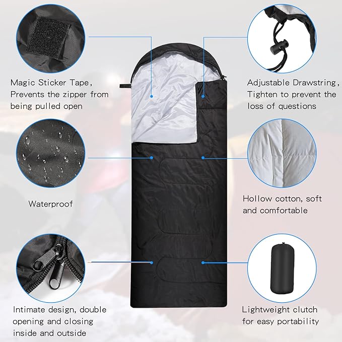 Macarrie 6 Pack Bulk Sleeping Bags for Homeless Donation, 0 Degree Waterproof Sleeping Bags with Compression Sack for Adults Winter Cold Weather Care Camping Hiking Emergency