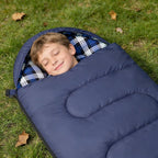 Uniqwamer Kids Sleeping Bag for Girls Boys - 4 Seasons Cold & Warm Weather Flannel Camping Sleeping Bags, Lightweight & Waterproof 45°F Sleeping Bag for Camping Hiking Outdoor Travel