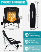 KingCamp Low Beach Chairs, Folding Portable Chair for Adults Lightweight Extra Wide Seat 300lbs Heavy Duty Oversized Backpack, Carry Bag for Camping