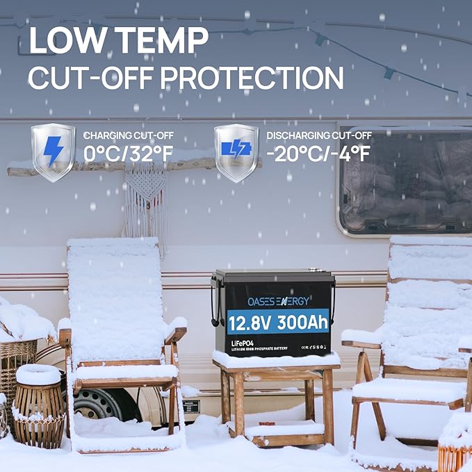 12V 300Ah LiFePO4 Battery, Mini Size, Built-in 200A BMS, Deep Cycle, Low Temperature Cut-Off, Lithium Trolling Motor Battery, Designed for RV, Camping, Marine and Solar