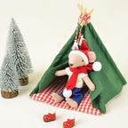 1:12 Dollhouse Camping Bed Tent, Mini Green Cloth Tent with Carpet, Miniature Outdoor Furniture Accessories for Bedroom,Patio and Garden for Teens & Adults