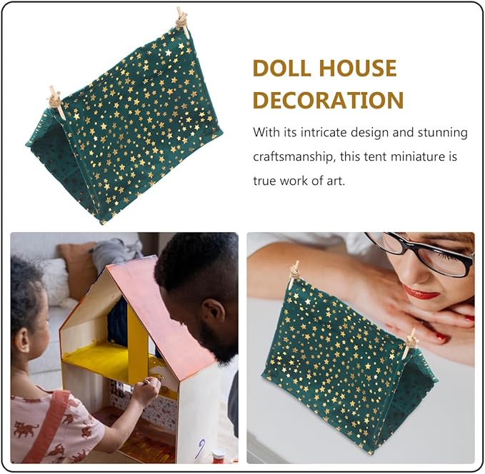 Miniature Tent Model for Dollhouse Camping Decor Small Polyester Camping Tent Table Landscaping Fairy Dollhouse Accessories 7.87X5.90X4.72In