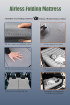 Car Air Mattress Upgrade from Non-Inflatable Foldable Mattress, 75.6"x51.2" Car Bed with Storage Bag, Portable Thickened Sleeping Mattress for Camping, Travel, Beach, Fits Most SUVs (Gray)