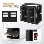 EAGLE PEAK Double Folding Camping Table with Storage Organizer and Side Pockets, Portable Outdoor Portable Camping Table for BBQ, Picnic and Tailgating, Carry Bag Included, Black