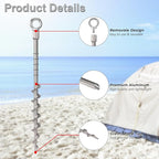 12 Pcs 14" Ground Anchors Screw in Non-Rust Cast Aluminum Detachable Tent Stakes for Camping Tents, Sand, Trampoline, Swing Sets and Sheds
