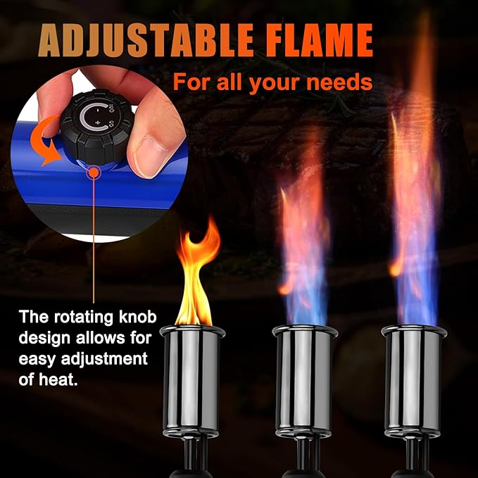 Torch Gun with One-Touch Max Fire, Safety Lock, Blow Torch Gun for BBQ, Grill, Charcoal Lighter, Cooking Flamethrower (Tank Not Included)