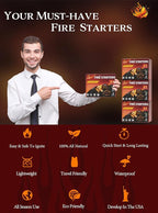 Fire Starter Squares 192, Natural & Odourless FireStarters Cubes for Campfire, Fireplace, Chimney and Barbecue, Water Resistant, Easy to Ignite, Safe Camping Accessories