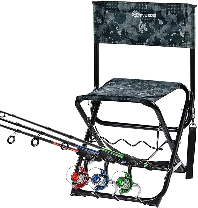 X Strike Portable Fishing Chairs Outdoor Folding Stool for Adults Portable Camping Chair for Ice Fishing,Hunting,Lawn,Patio,Garden,300LBS.
