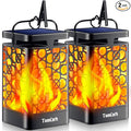 TomCare Solar Lanterns Outdoor Upgraded Flickering Flame Waterproof Hanging Lanterns Decorative Solar Powered LED Lights for Garden Patio Deck Yard, 2 Pack
