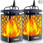 TomCare Solar Lanterns Outdoor Upgraded Flickering Flame Waterproof Hanging Lanterns Decorative Solar Powered LED Lights for Garden Patio Deck Yard, 2 Pack