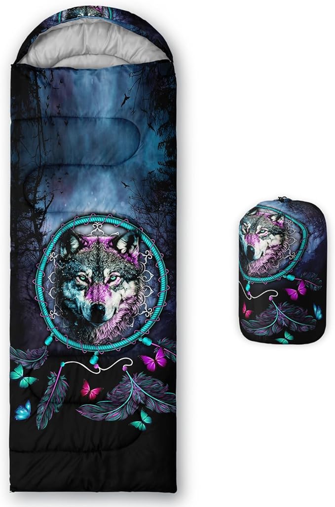 HOSIMA Dear Hunting Pattern Cold Weather Sleeping Bags for Kids Adults,Black Light Weight Waterproof Sleeping Bags for Outdoors Hiking.