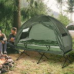 Camping Tent Cot, 4-in-1 Folding Tent Cot Combo with Mattress, Pillow, Sleeping Bag, Roller Carrying Bag, Off Ground Travel Camp Cot for Hiking, Backpacking, Picnic