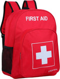 First Aid Backpack Empty, Red Waterproof Emergency Backpack, Portable Large Capacity Empty Medical First Aid Bag for Car Home Office Outdoor Travel Hiking Camping
