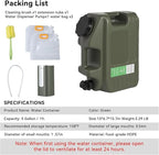 5 Gallon Water Jug, BPA-Free Portable Large Water Container, Emergency Water Storage for Outdoor Hiking, Camping, Backpacking