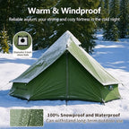 Canvas Bell Yurt Tent with Stove Jack, Waterproof Luxury 4 Season Tents for Family Outdoor Camping 100% Cotton Green Glamping Tents for Hunting, Partie, All Year Living