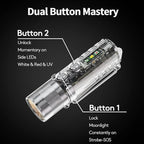 RovyVon Aurora A28 2nd USB-C EDC Flashlight, 6500K Cool White Max 1000 Lumen, 850mAh Rechargeable Small Flashlight, with Red/White/ 365nm Sidelights, Momentary On, Ideal Flashlight for Camping