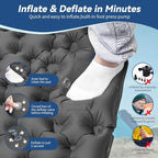 HiiPeak Double Sleeping Pad - Self Inflating 3" Extra-Thick for 2 Person with Pillow Built-in Foot Pump Inflatable Sleeping Mat for Backpacking, Hiking, Traveling, Tent, Portable Camping Mat (Gray)